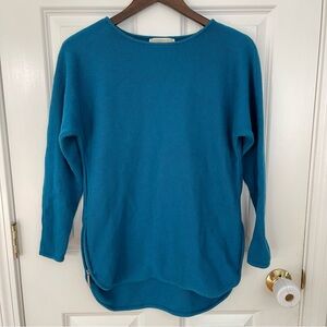 Michael Kors Blue Side Zipper Tunic Knit Pullover Sweater
